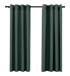 Rideaux occultants Aspect lin avec œillets 2 pcs Vert 140x175cm