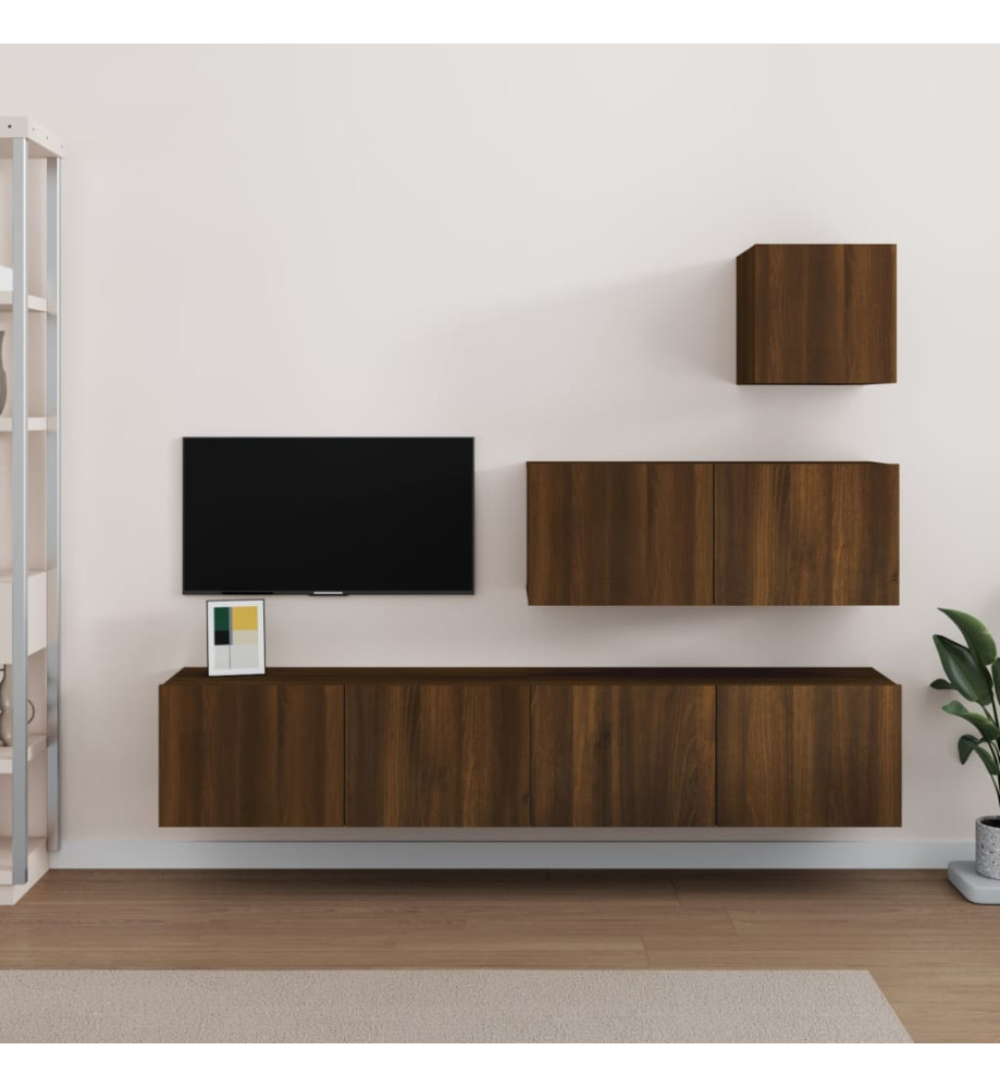 Ensemble de meubles TV 4 pcs Chêne marron Bois d'ingénierie