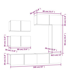 Ensemble de meubles TV 6 pcs Chêne marron Bois d'ingénierie