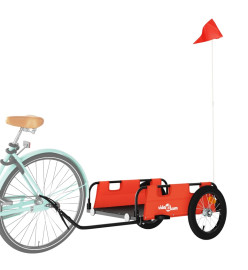 Remorque de vélo cargo orange tissu oxford et fer