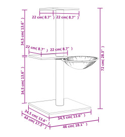 Arbre à chat avec griffoirs en sisal crème 72 cm