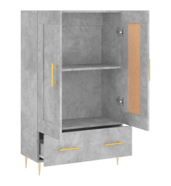 Buffet haut gris béton 69,5x31x115 cm bois d'ingénierie