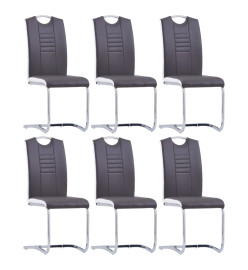 Chaises à manger cantilever lot de 6 gris similicuir