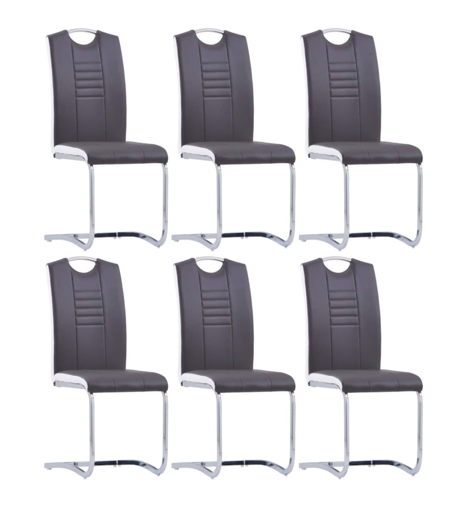 Chaises à manger cantilever lot de 6 gris similicuir