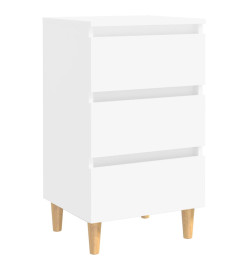 Tables de chevet avec pieds en bois 2 pcs Blanc 40x35x69 cm