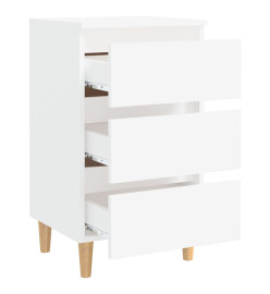 Tables de chevet avec pieds en bois 2 pcs Blanc 40x35x69 cm