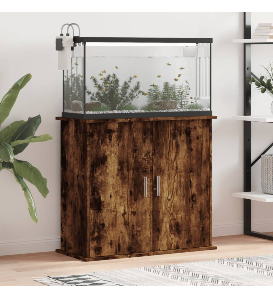 Support pour aquarium chêne fumé 81x36x73 cm bois d'ingénierie