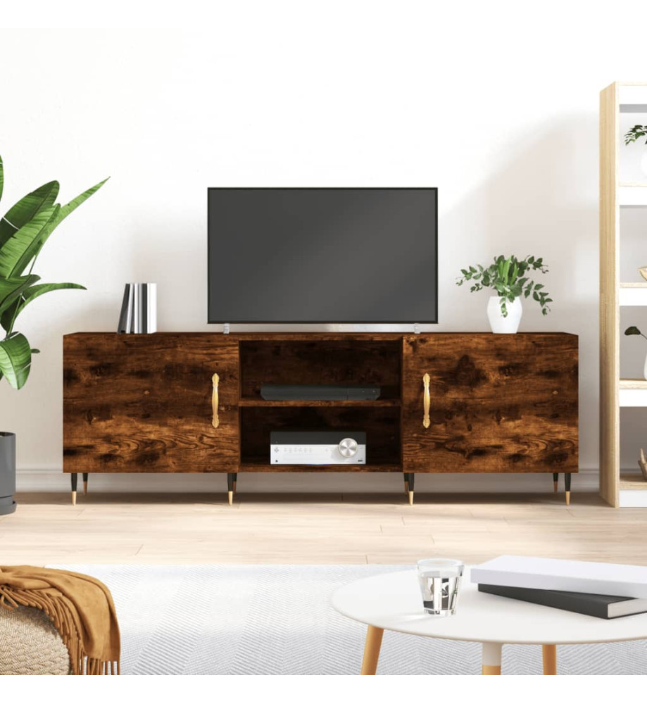 Meuble TV chêne fumé 150x30x50 cm bois d'ingénierie