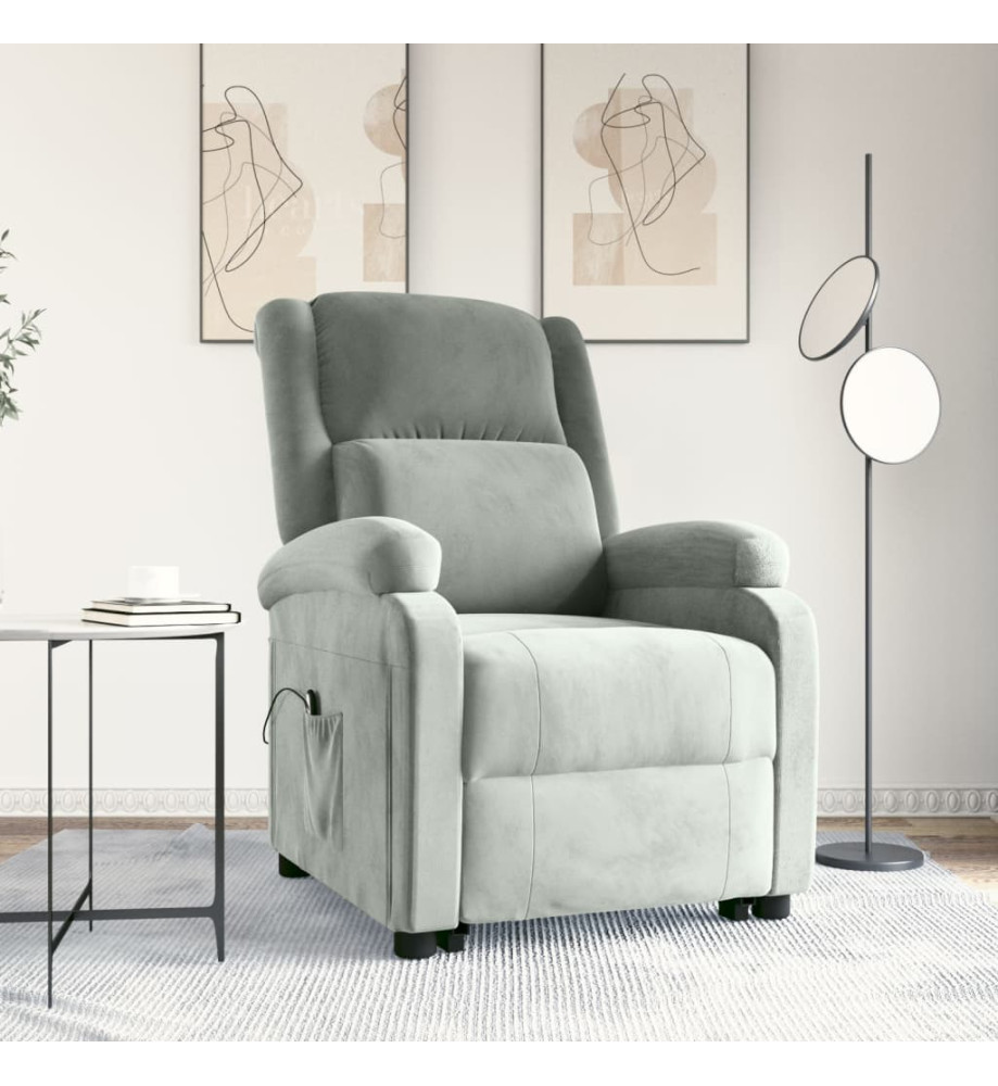 Fauteuil gris clair velours