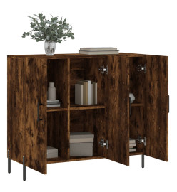 Buffet chêne fumé 90x34x80 cm bois d'ingénierie