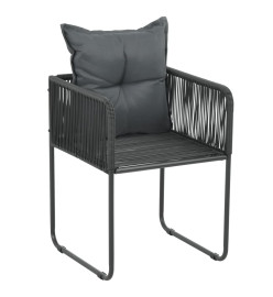 Chaises d'extérieur 6 pcs avec oreillers Résine tressée Noir