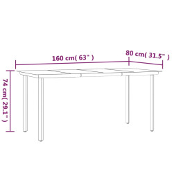 Ensemble de salle à manger de jardin 7 pcs Noir