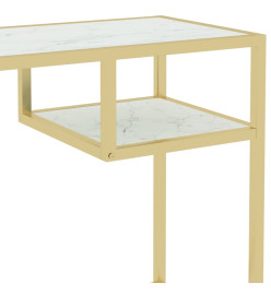 Bureau d'ordinateur Blanc et doré 100x36x74 cm Verre