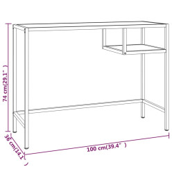 Bureau d'ordinateur Blanc et doré 100x36x74 cm Verre