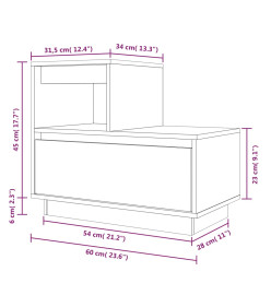 Table de chevet 60x34x51 cm Bois de pin solide