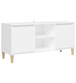 Meuble TV avec pieds en bois massif Blanc 103,5x35x50 cm