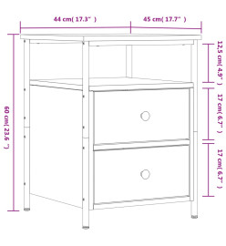 Table de chevet sonoma gris 44x45x60 cm bois d'ingénierie