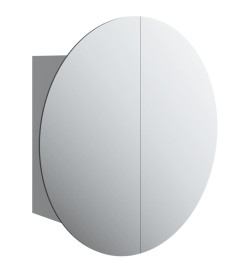 Armoire de salle de bain miroir rond et LED Gris 40x40x17,5 cm