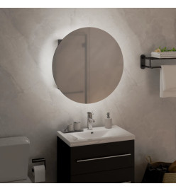 Armoire de salle de bain miroir rond et LED Gris 40x40x17,5 cm