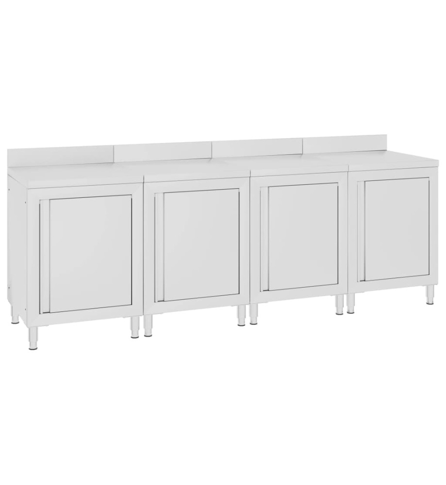 Table de travail commerciale avec armoire 240x60x96 cm Inox