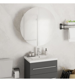 Armoire de salle de bain miroir rond et LED Blanc 47x47x17,5 cm