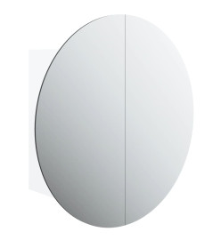 Armoire de salle de bain miroir rond et LED Blanc 47x47x17,5 cm