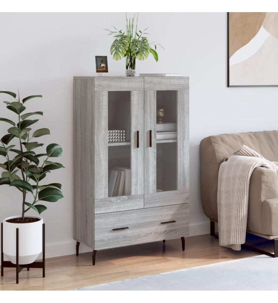 Buffet haut sonoma gris 69,5x31x115 cm bois d'ingénierie