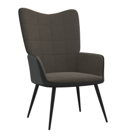 Chaise de relaxation Gris foncé Velours et PVC