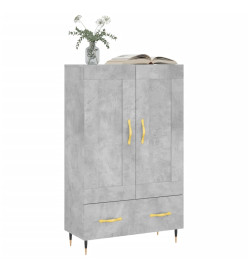 Buffet haut gris béton 69,5x31x115 cm bois d'ingénierie