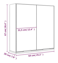 Armoire à miroir de salle de bain Chêne sonoma 64x20x67 cm