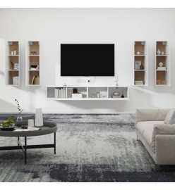 Ensemble de meubles TV 6 pcs Blanc brillant Bois d'ingénierie