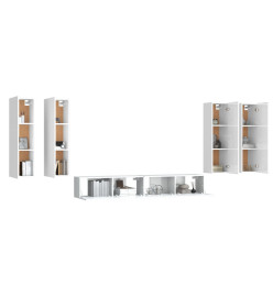 Ensemble de meubles TV 6 pcs Blanc brillant Bois d'ingénierie