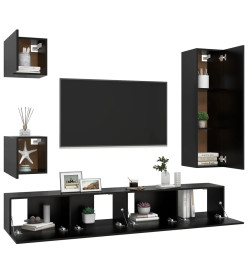 Ensemble de meuble TV 5 pcs Noir Aggloméré