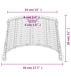 Abat-jour de plafonnier marron Ø45x28 cm osier