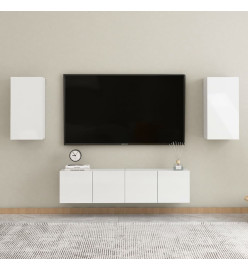 Ensemble de meubles TV 4 pcs Blanc brillant Aggloméré