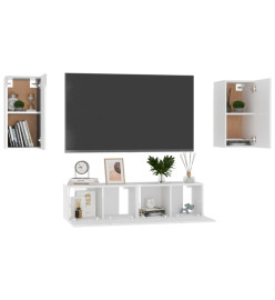 Ensemble de meubles TV 4 pcs Blanc brillant Aggloméré