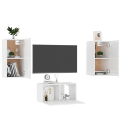 Ensemble de meubles TV 3 pcs Blanc brillant Aggloméré