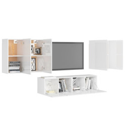 Ensemble de meuble TV 6 pcs Blanc brillant Aggloméré