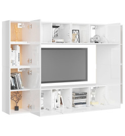 Ensemble de meubles TV 8 pcs Blanc brillant Aggloméré