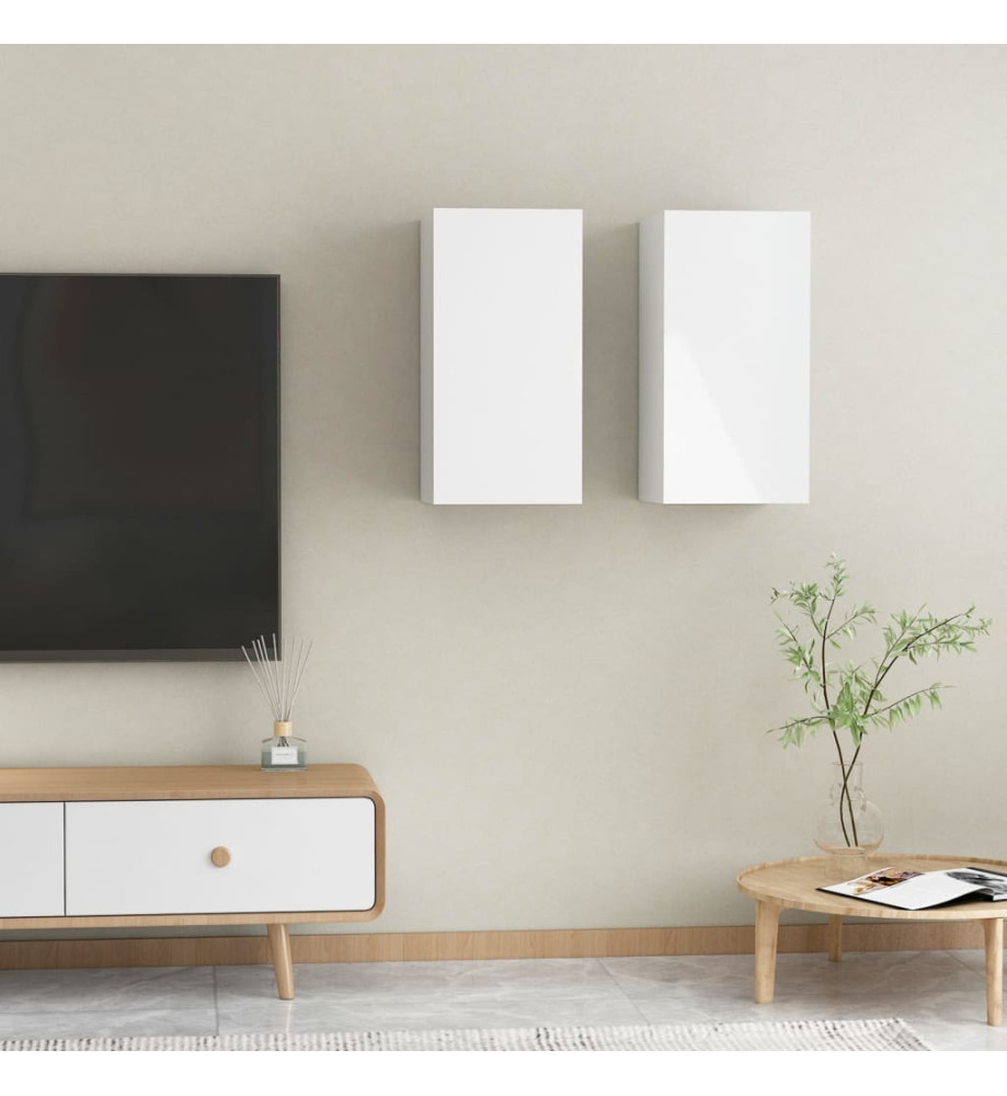 Meubles TV 2 pcs Blanc brillant 30,5x30x60 cm Aggloméré