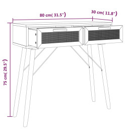 Table console Marron 80x30x75 cm Bois massif pin /rotin naturel