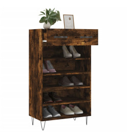 Armoire à chaussures chêne fumé 60x35x105 cm bois d'ingénierie