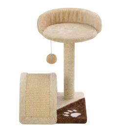 Arbre à chat avec griffoir en sisal 40 cm Beige et Marron