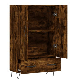 Buffet haut chêne fumé 69,5x31x115 cm bois d'ingénierie