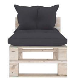 Salon palette de jardin 5 pcs avec coussins bois de pin