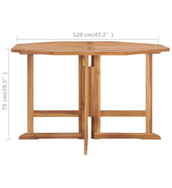 Table à dîner pliable de jardin 120x120x75 cm Teck solide