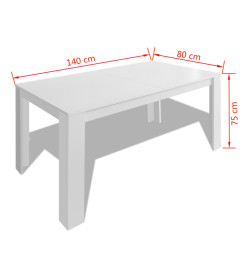 Table de salle à manger 140 x 80 x 75 cm blanc