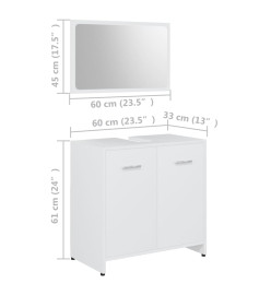 Ensemble de meubles de salle de bain 3 pcs Blanc Aggloméré