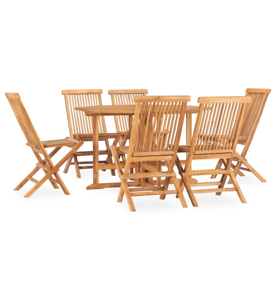 Mobilier à dîner d'extérieur pliable 7 pcs Bois solide de teck