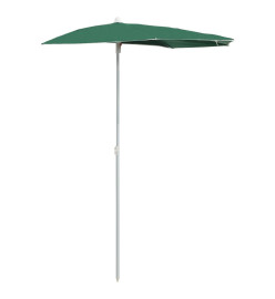 Demi-parasol de jardin avec mât 180x90 cm Vert